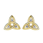 EARRINGS SHANORE GOLD VERMEIL TRINITY POST EARRINGS w WHT SAPPHIRE