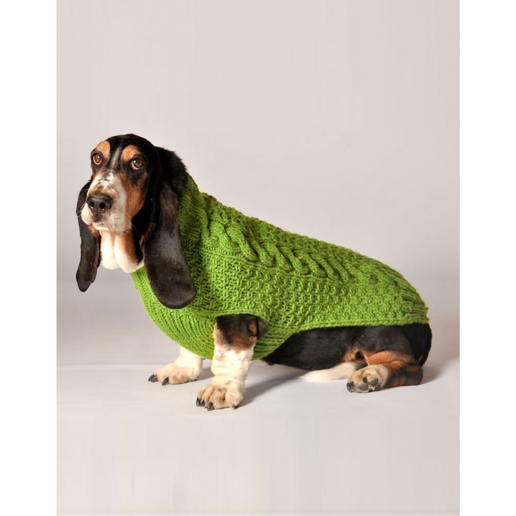 MISC PETS CLEARANCE: CHILLY CABLE KNIT DOG SWEATER - Green :FINAL SALE