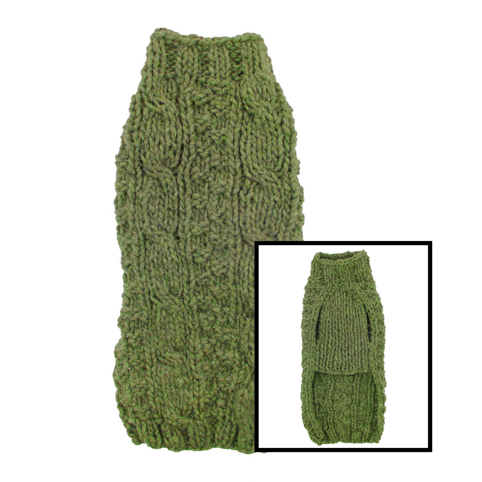 MISC PETS CLEARANCE: CHILLY CABLE KNIT DOG SWEATER - Green :FINAL SALE