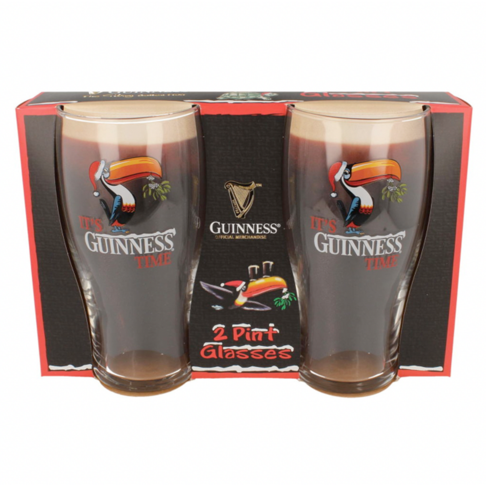 HOLIDAY GUINNESS CHRISTMAS TOUCAN PINT GLASSES (2pk)