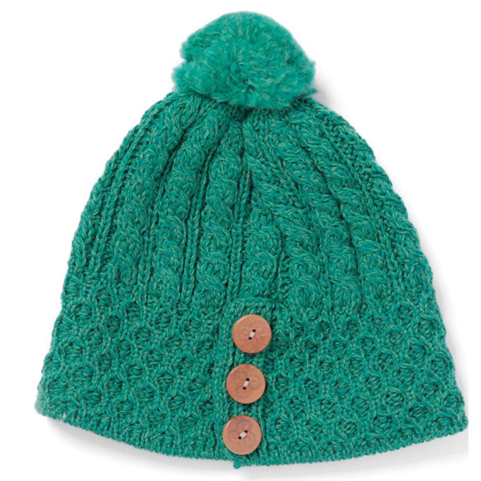 ACCESSORIES ARAN 3 BUTTON POM-POM HAT
