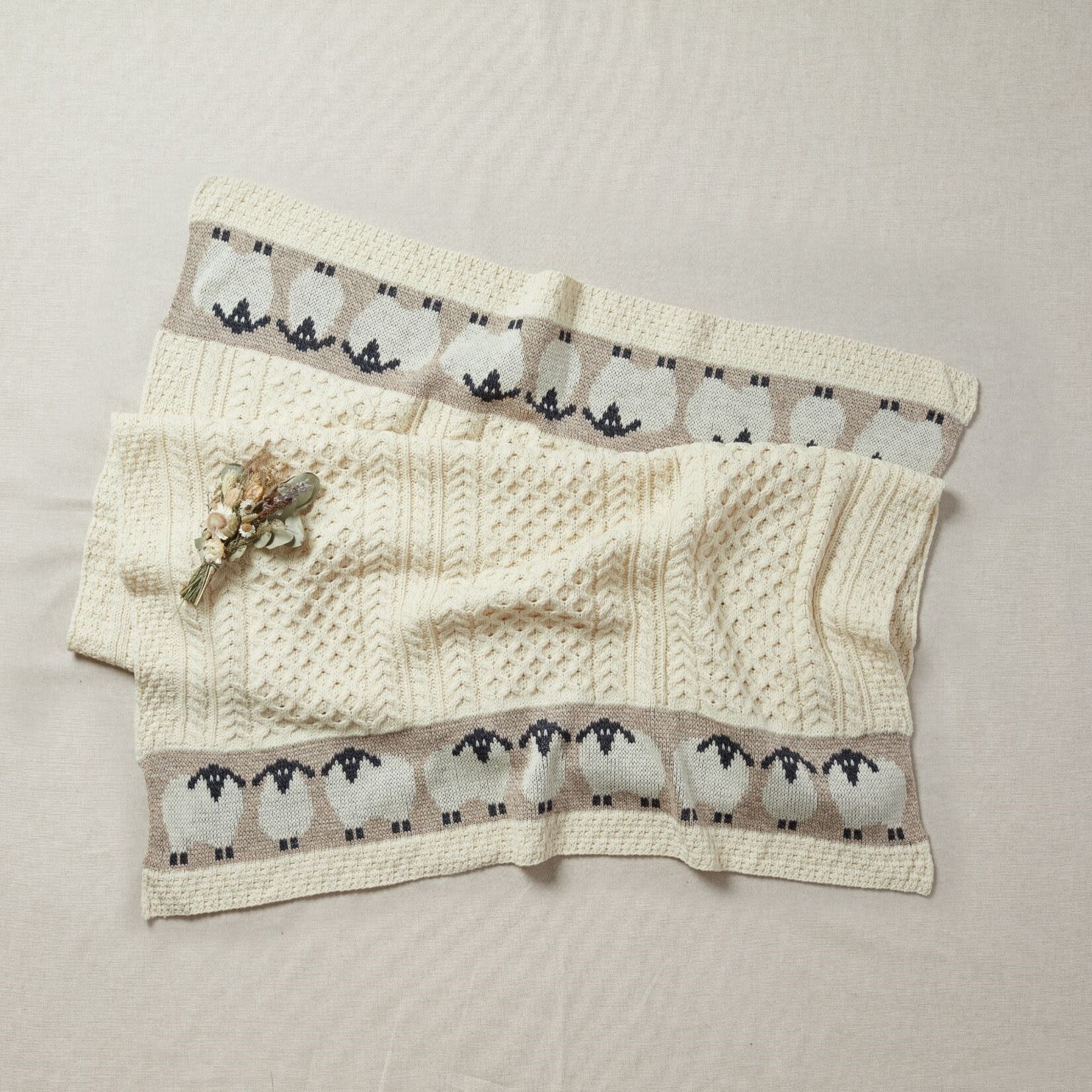 TAPESTRIES, THROWS, ETC. ARAN SHEEP THROW BLANKET- Natural