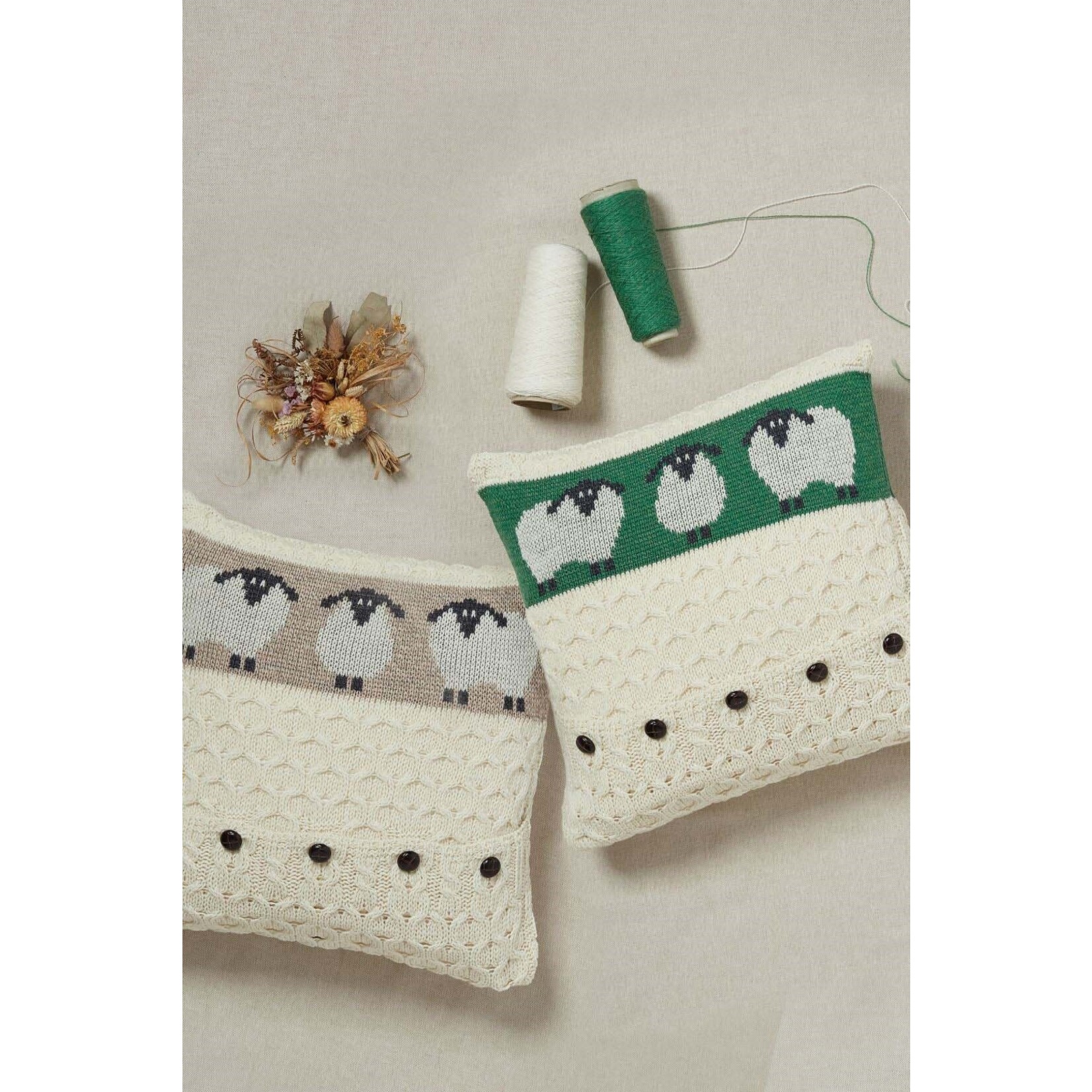 TAPESTRIES, THROWS, ETC. ARAN SHEEP PILLOW CUSHION COVER - Natural