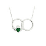 PENDANTS & NECKLACES SOLVAR STERLING CRYSTAL CLADDAGH NECKLET