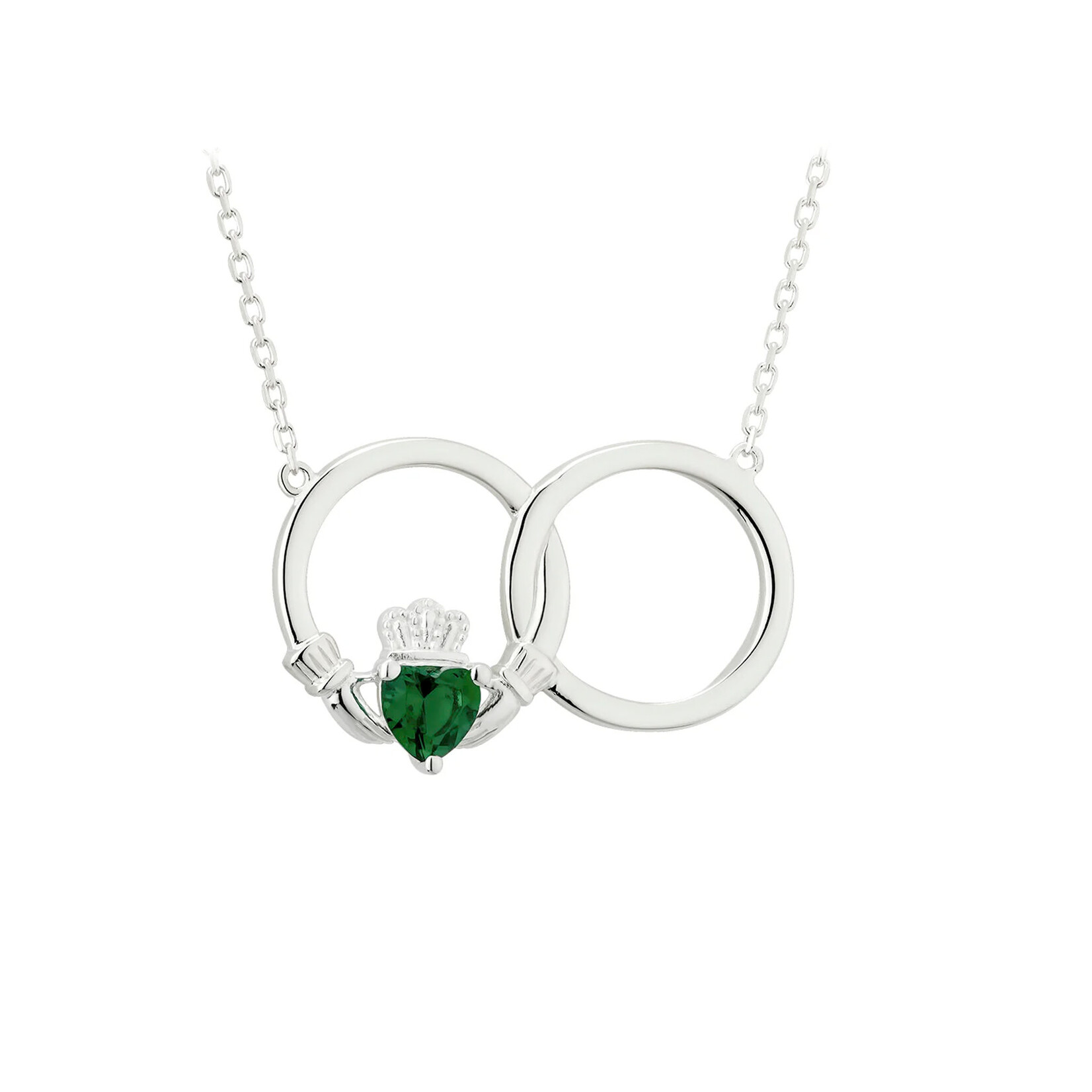 PENDANTS & NECKLACES SOLVAR STERLING CRYSTAL CLADDAGH NECKLET