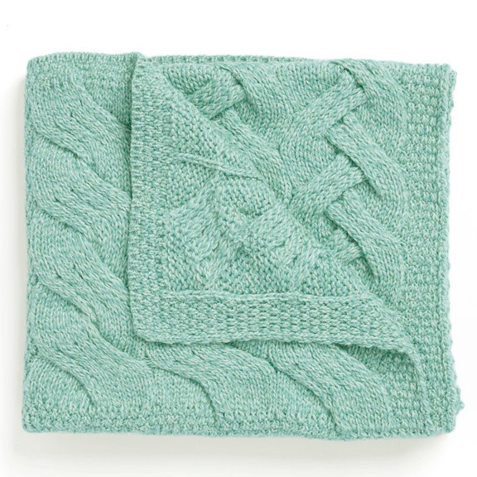 BABY BLANKETS ARAN BABY PATCHWORK BLANKET - Sea Foam