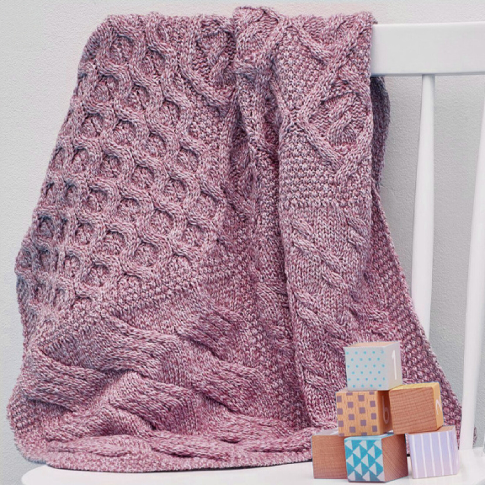 BABY BLANKETS ARAN BABY PATCHWORK BLANKET - Pink