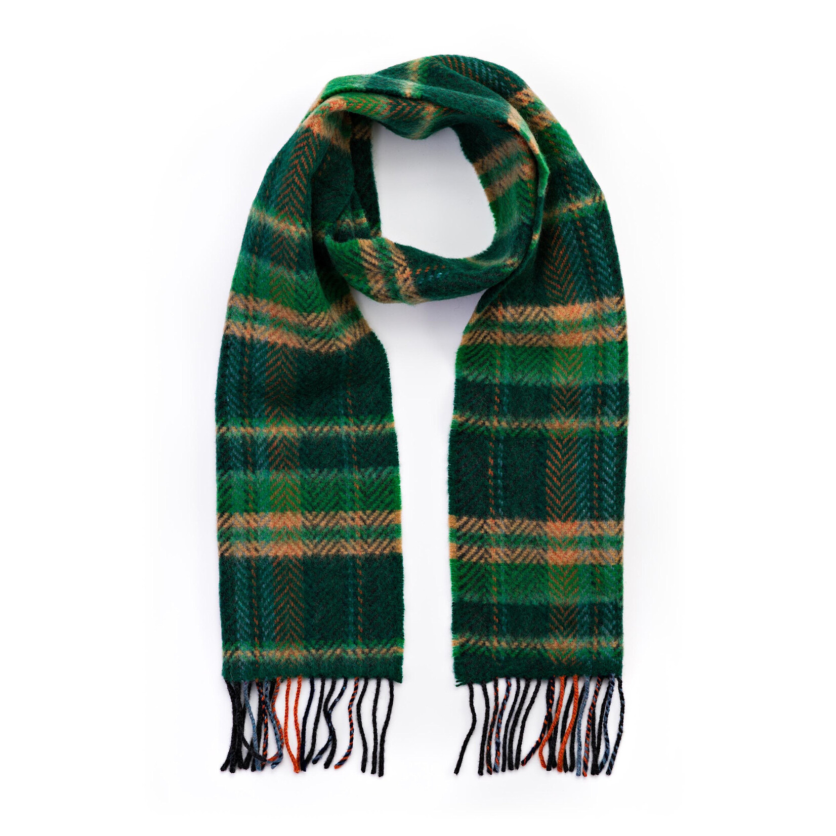 ACCESSORIES IRISH MERINO CASHMERE SCARF - Grn Beige Check