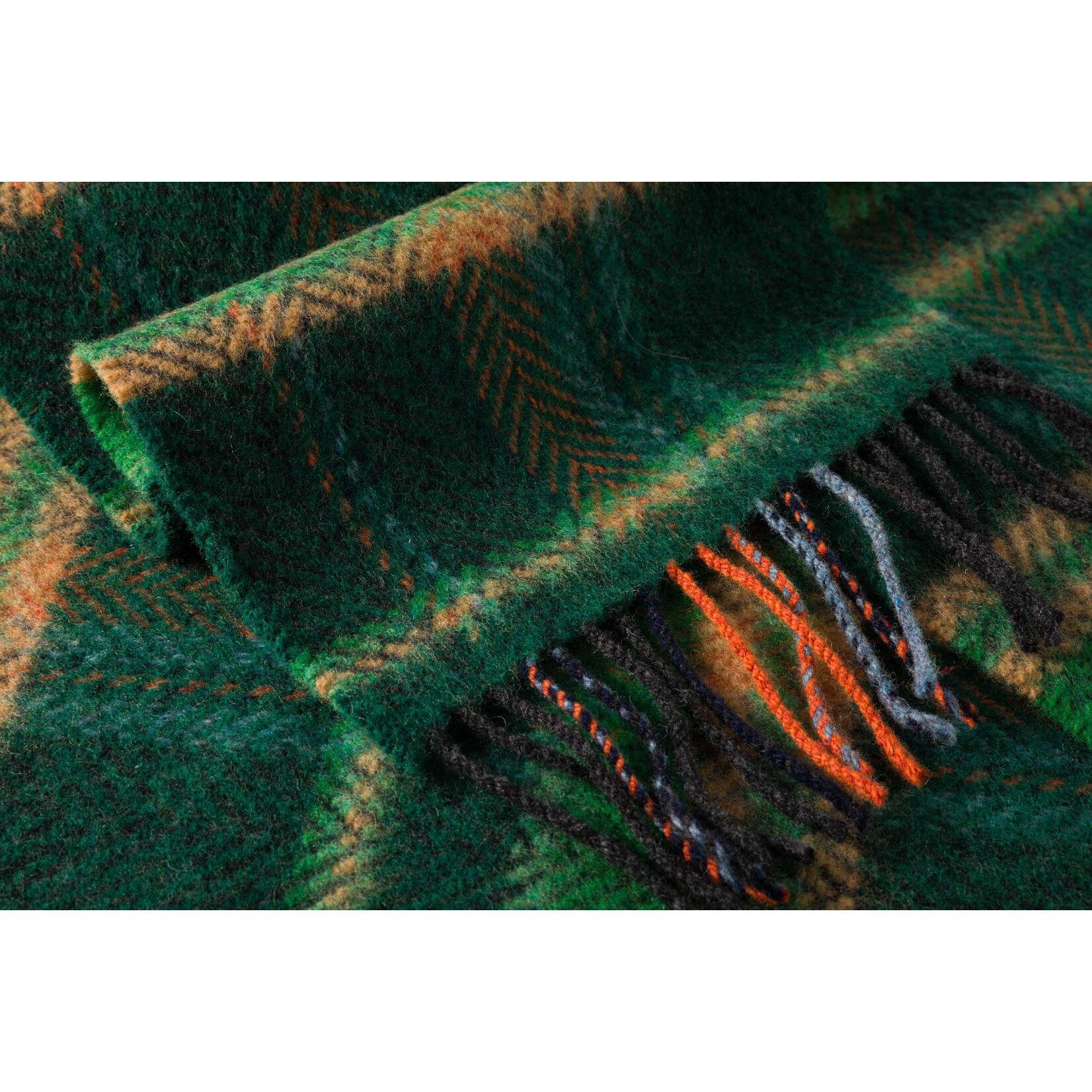 ACCESSORIES IRISH MERINO CASHMERE SCARF - Grn Beige Check