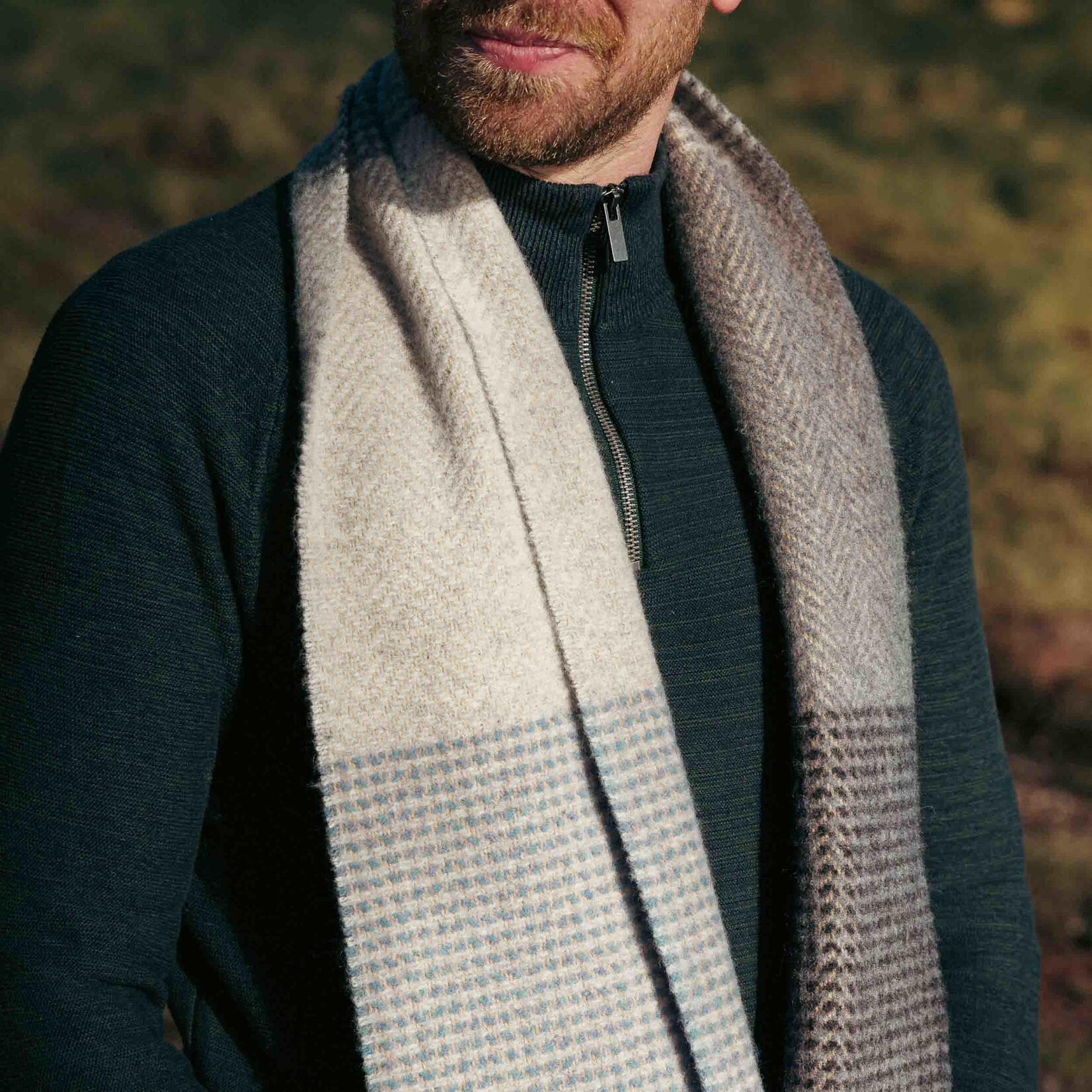 ACCESSORIES IRISH MERINO CASHMERE SCARF - Gry to Blue Mixed