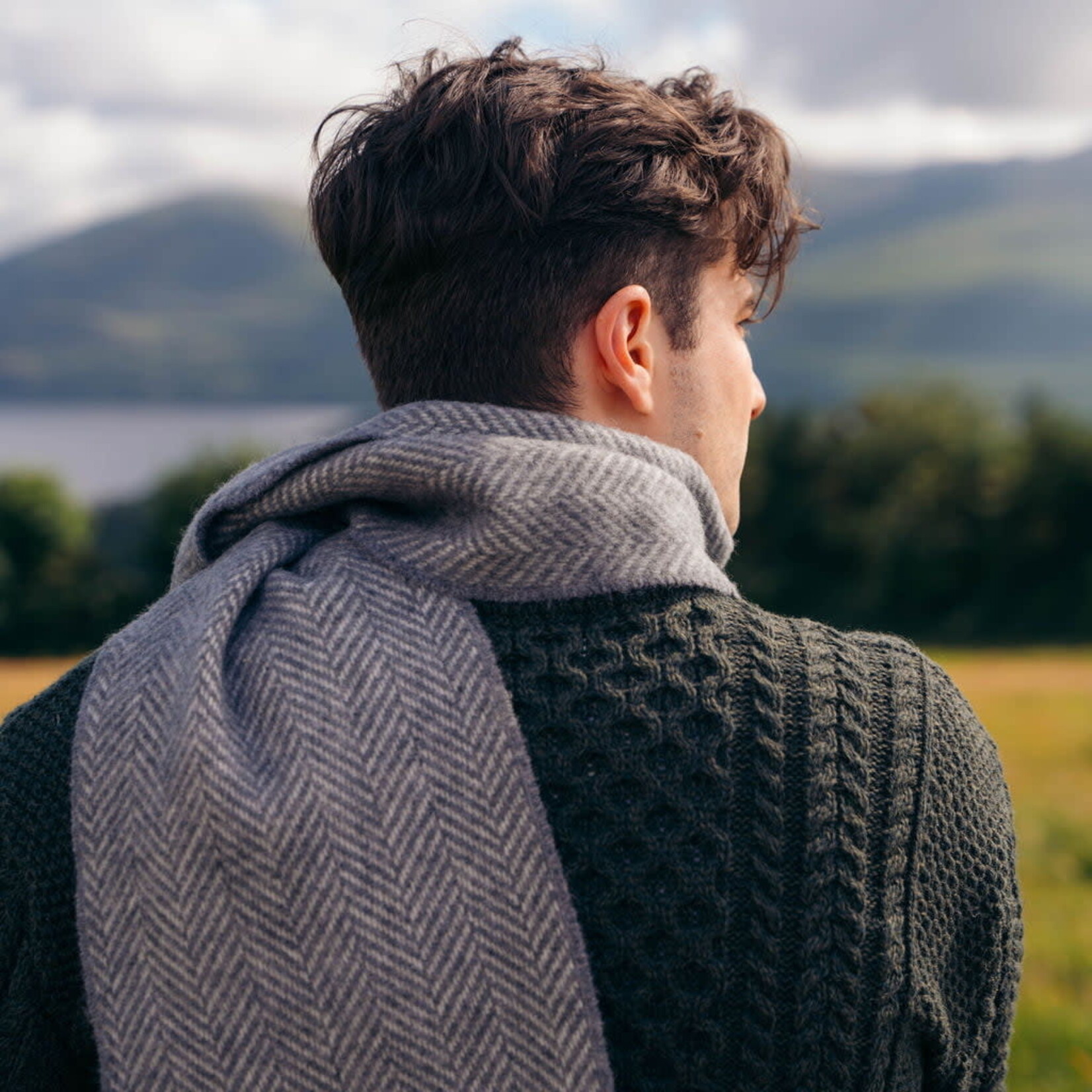 ACCESSORIES IRISH MERINO CASHMERE SCARF - Grey Herri