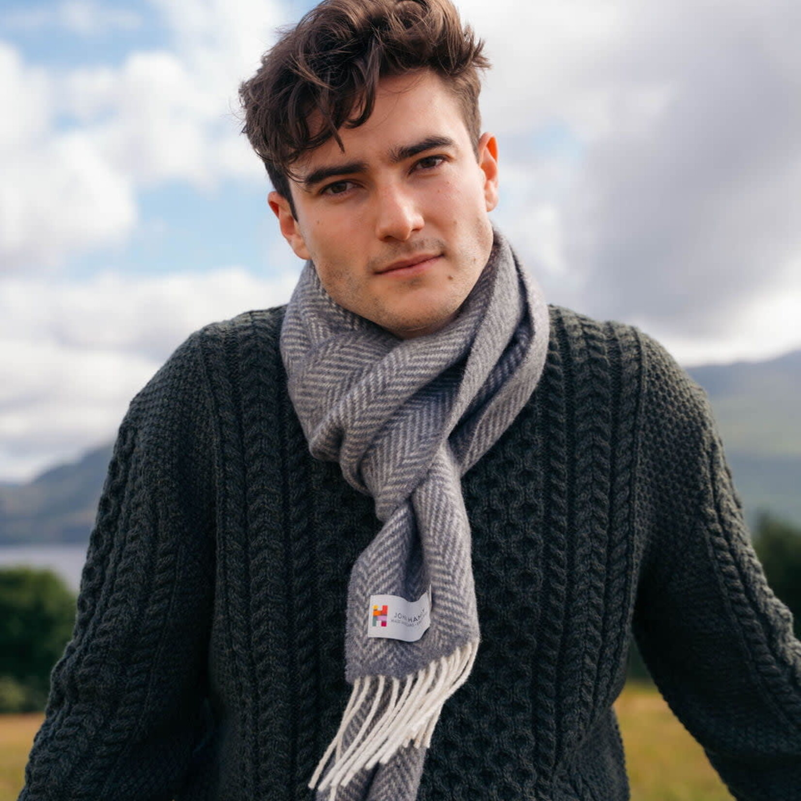 ACCESSORIES IRISH MERINO CASHMERE SCARF - Grey Herri