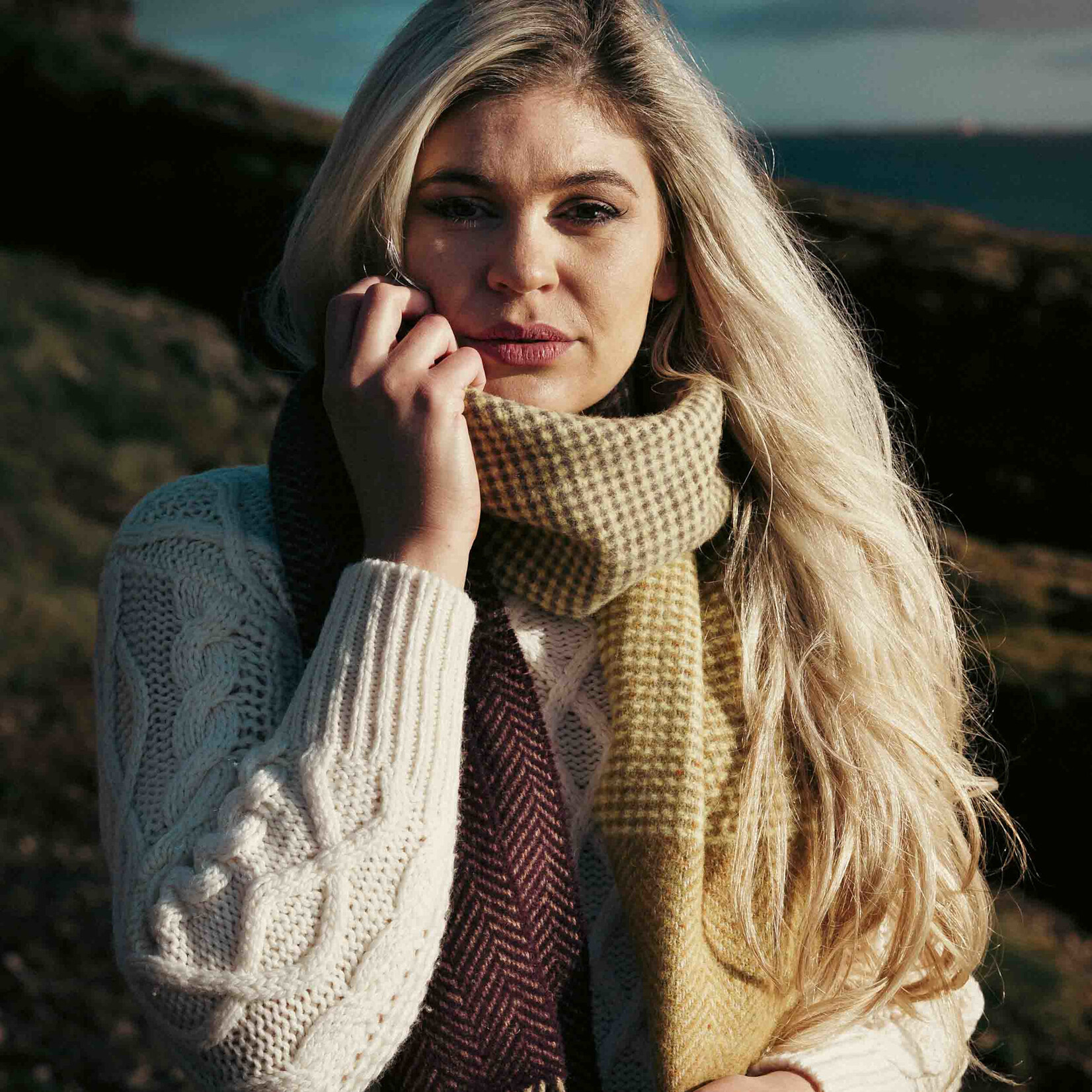 ACCESSORIES IRISH MERINO CASHMERE SCARF - Gld to Mustrd Mixed