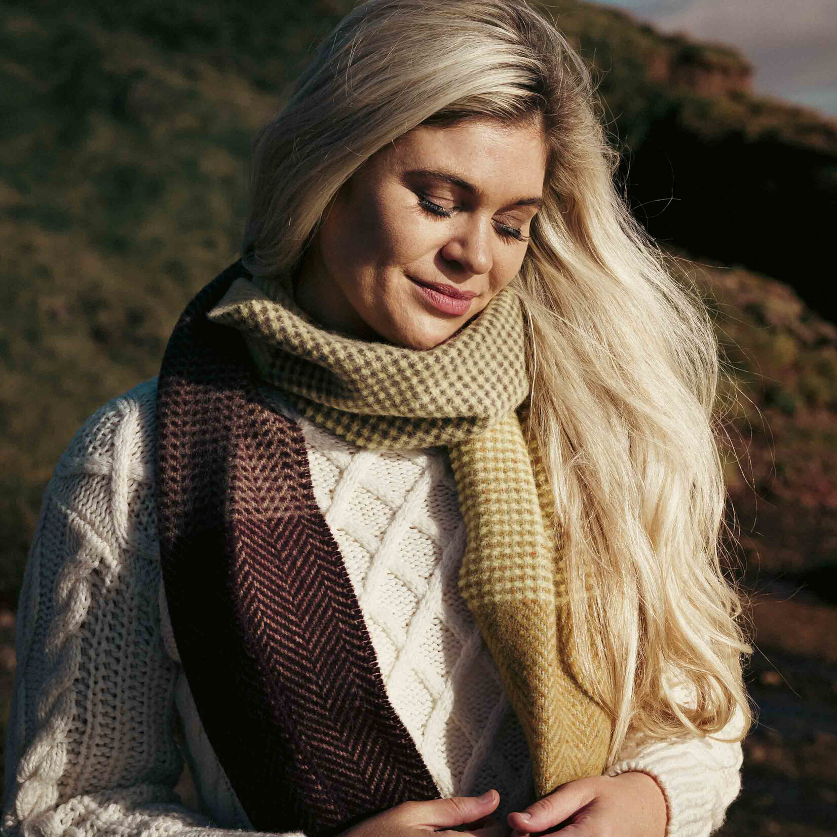 ACCESSORIES IRISH MERINO CASHMERE SCARF - Gld to Mustrd Mixed