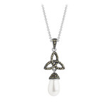 PENDANTS & NECKLACES SOLVAR STERLING MARCASITE TRINITY PEARL PENDANT