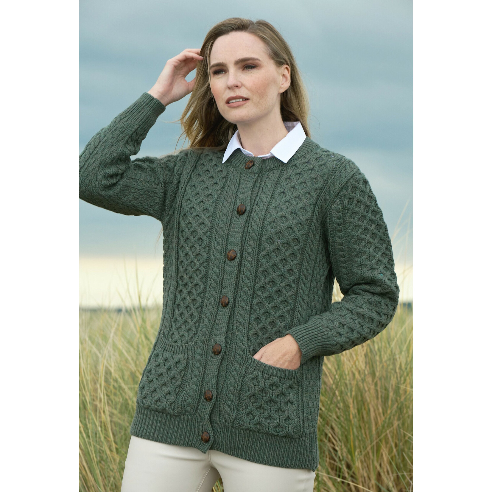 SWEATERS CURRAGH TRADITIONAL LUMBER CARDIGAN - Thundra
