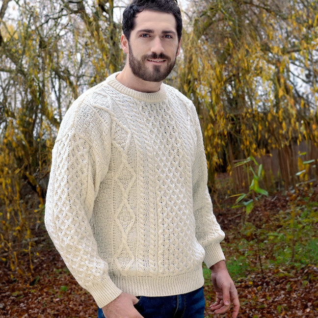 UNISEX IRISH ARAN CREW NECK SWEATER - Irish Crossroads
