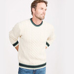 SWEATERS ARAN KNIT STRIPE CREW NECK SWEATER - Natural/Grn