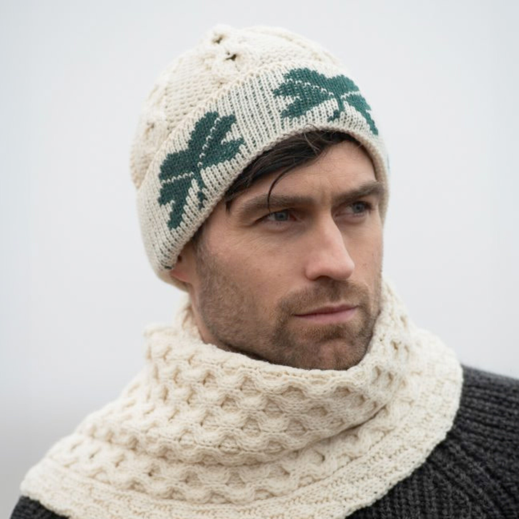 ACCESSORIES IRISH KNIT MERINO WOOL SCARF - Shamrock