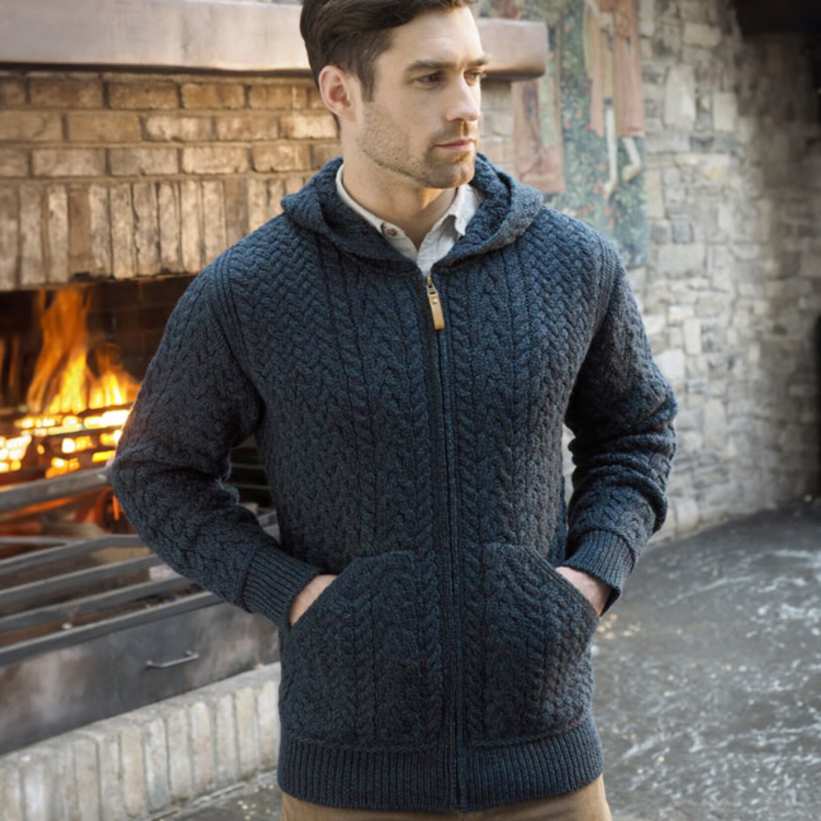 SWEATERS LIMERICK HOODED CARDIGAN - Sherwood
