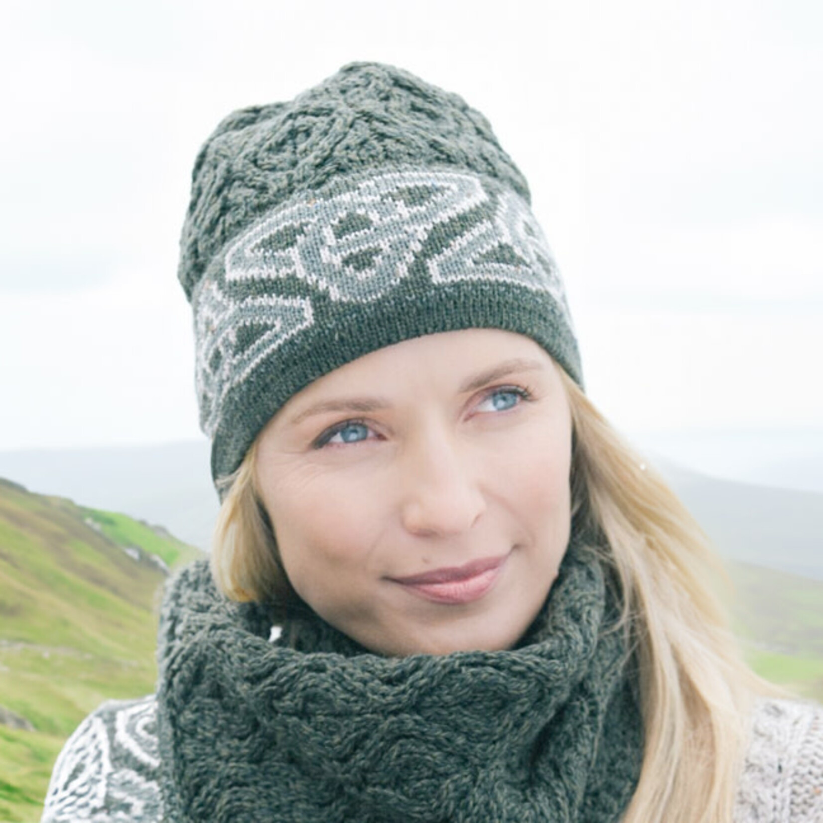 ACCESSORIES KNIT CELTIC JACQUARD HAT - Grn
