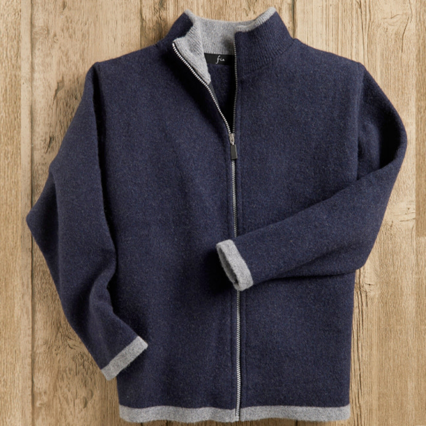 JACKETS FIA FELTED WOOL ZIP CARIGAN - Navy