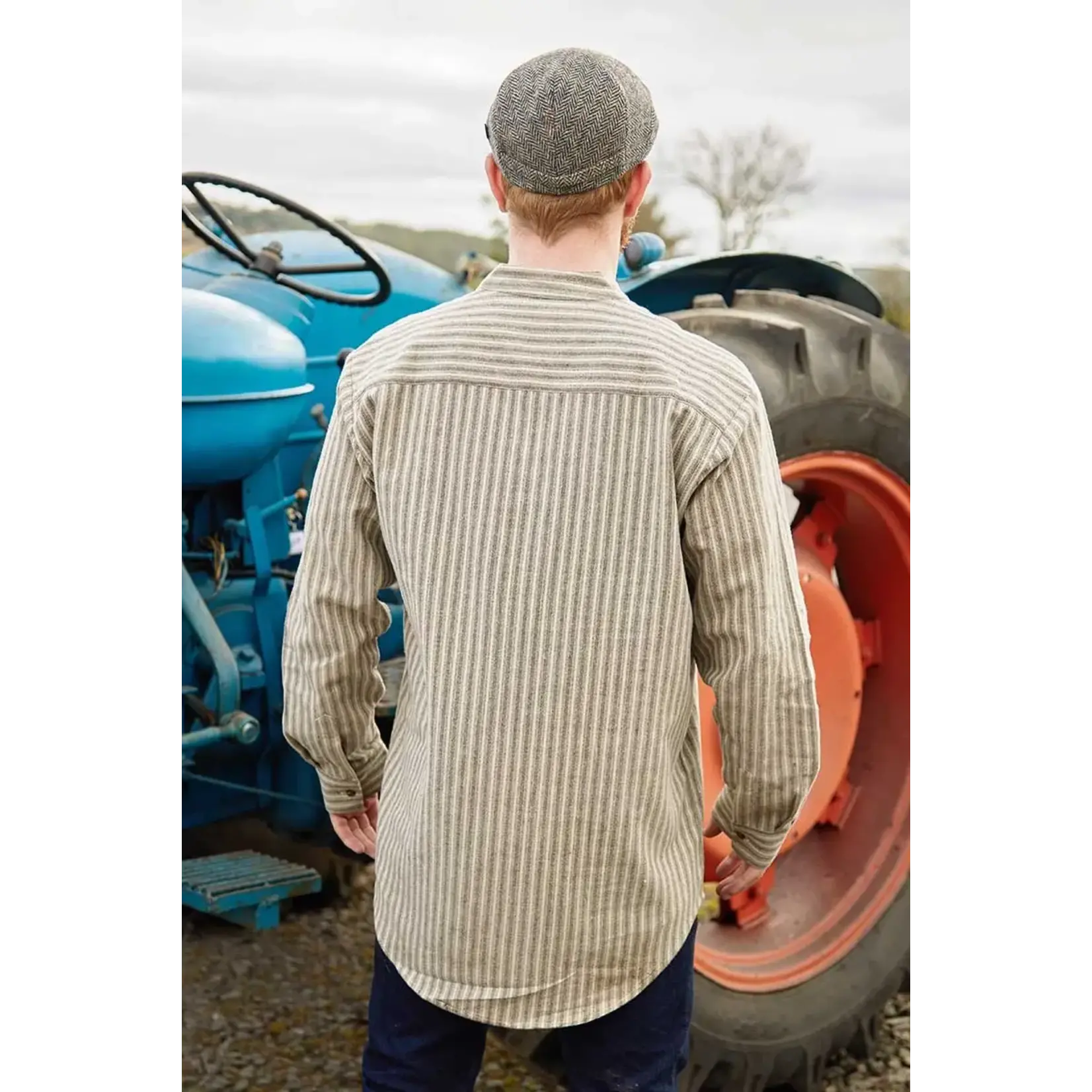 SHIRTS GRANDFATHER SHIRT - Beige Green Maroon Stripe