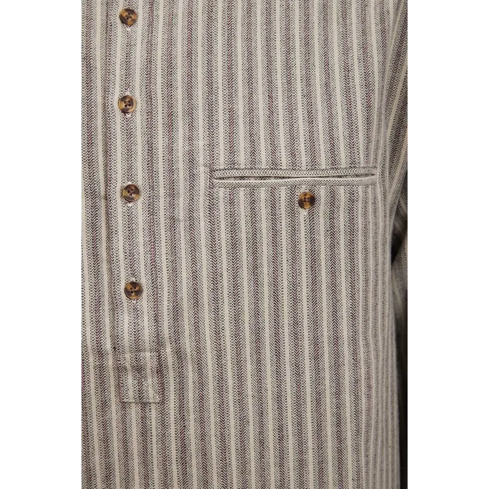 SHIRTS GRANDFATHER SHIRT - Beige Green Maroon Stripe