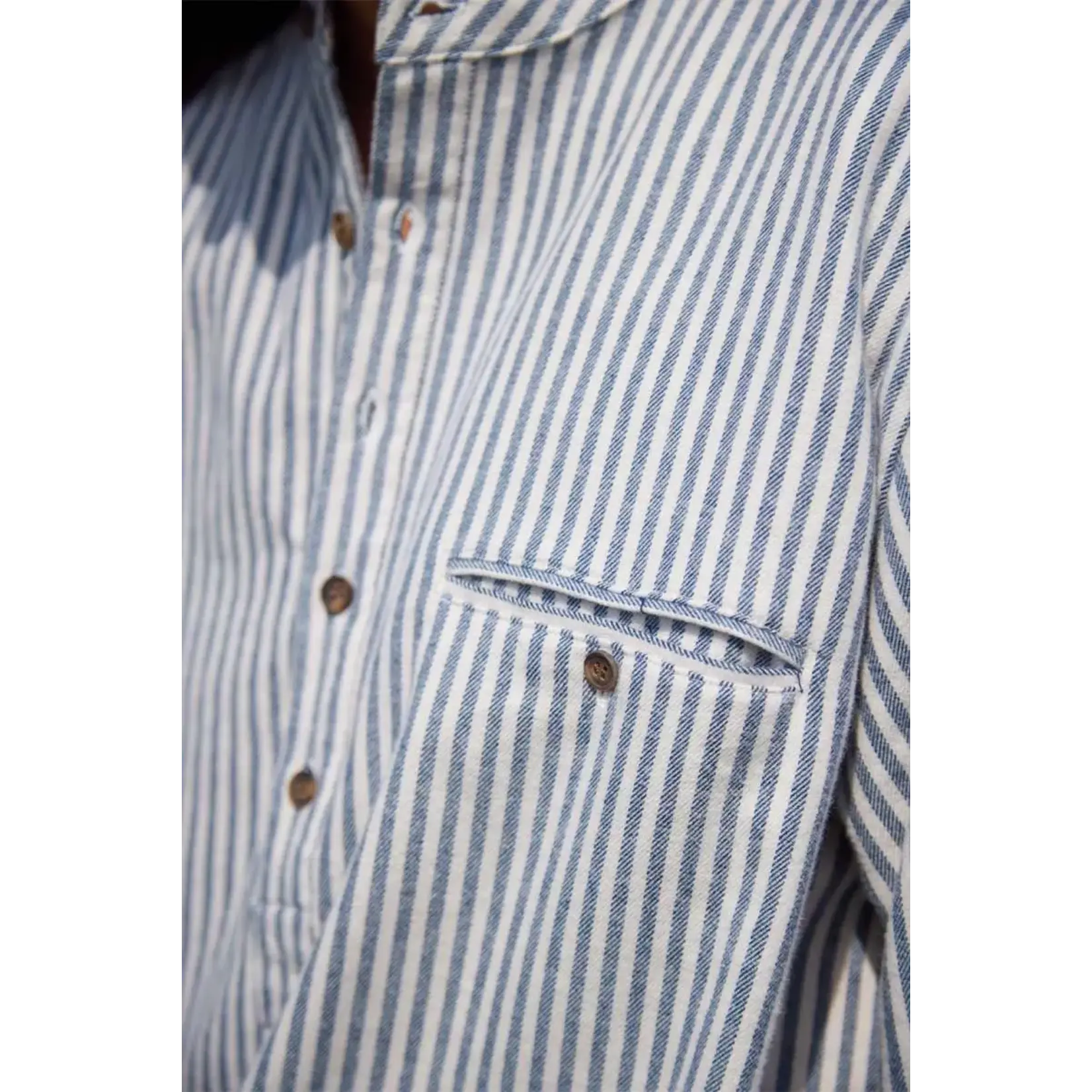 SHIRTS GRANDFATHER SHIRT - Dark Blue Cream Stripe