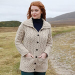 SWEATERS ARAN KNIT CHUNKY CABLE CARIGAN - Wicker
