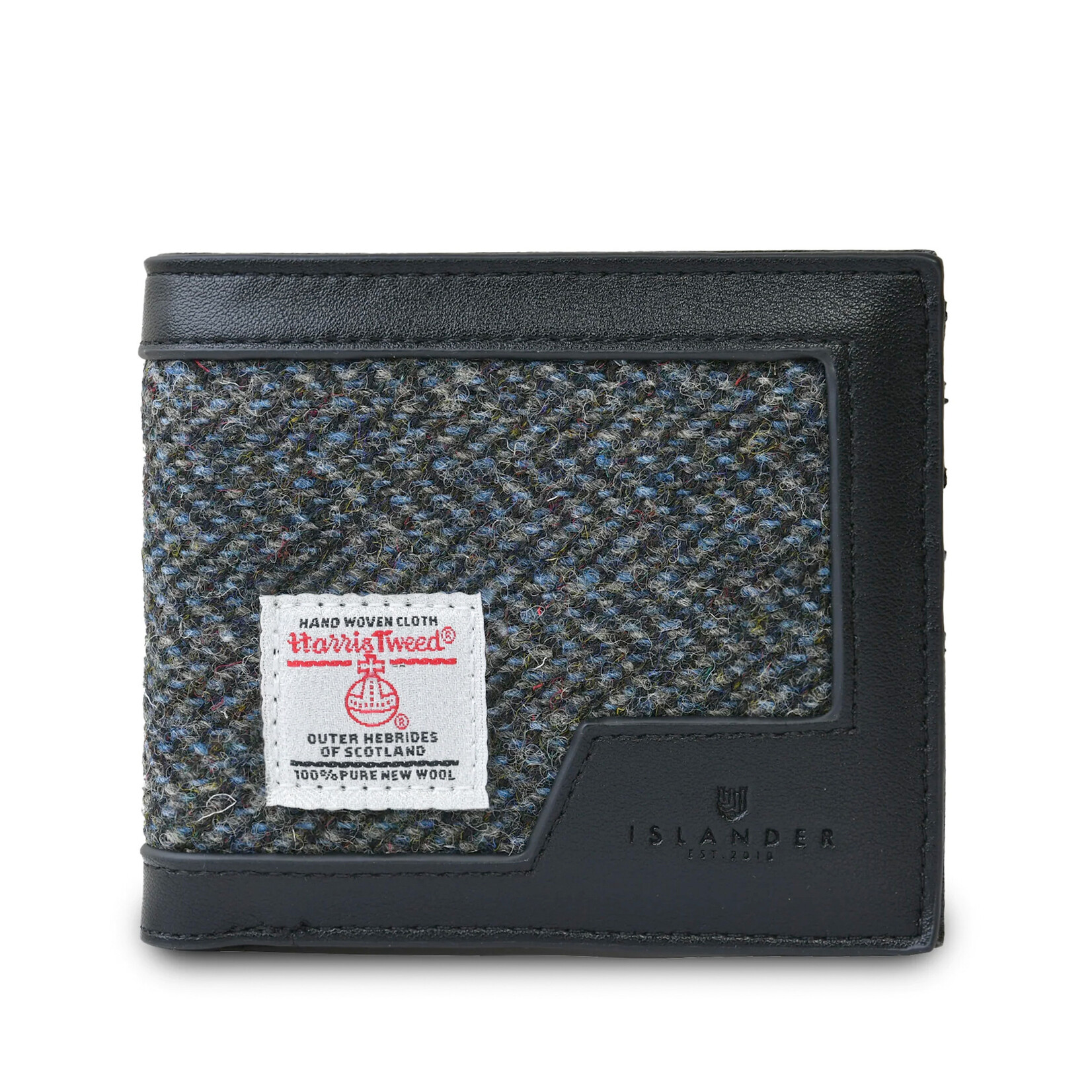 ACCESSORIES ISLANDER MENS WALLET w HARRIS TWEED Black Grey Herringbone