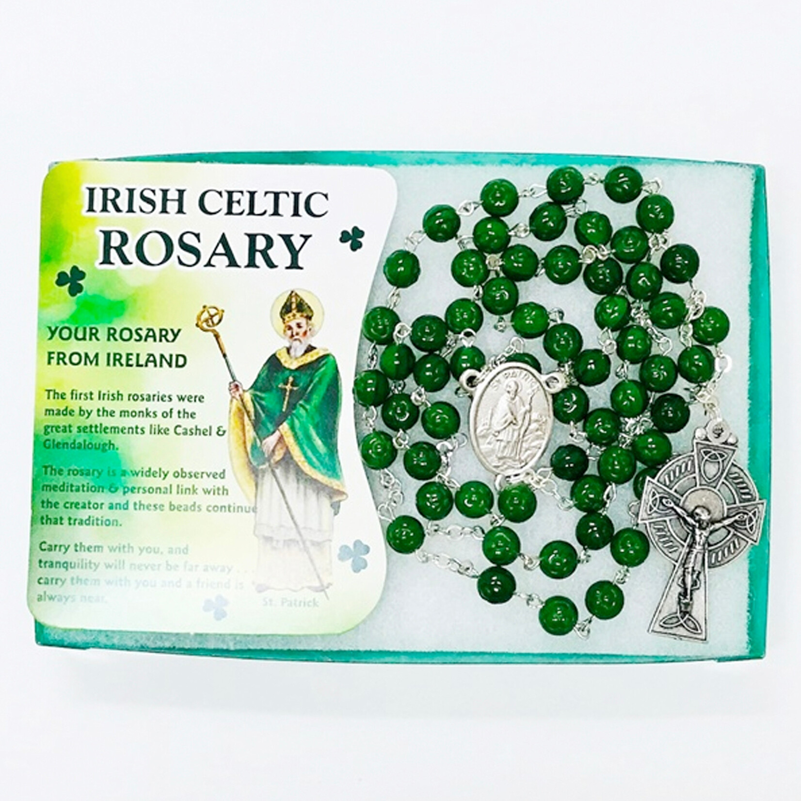 ROSARIES & JEWELRY SHAMROCK IRISH ROUND ROSARY