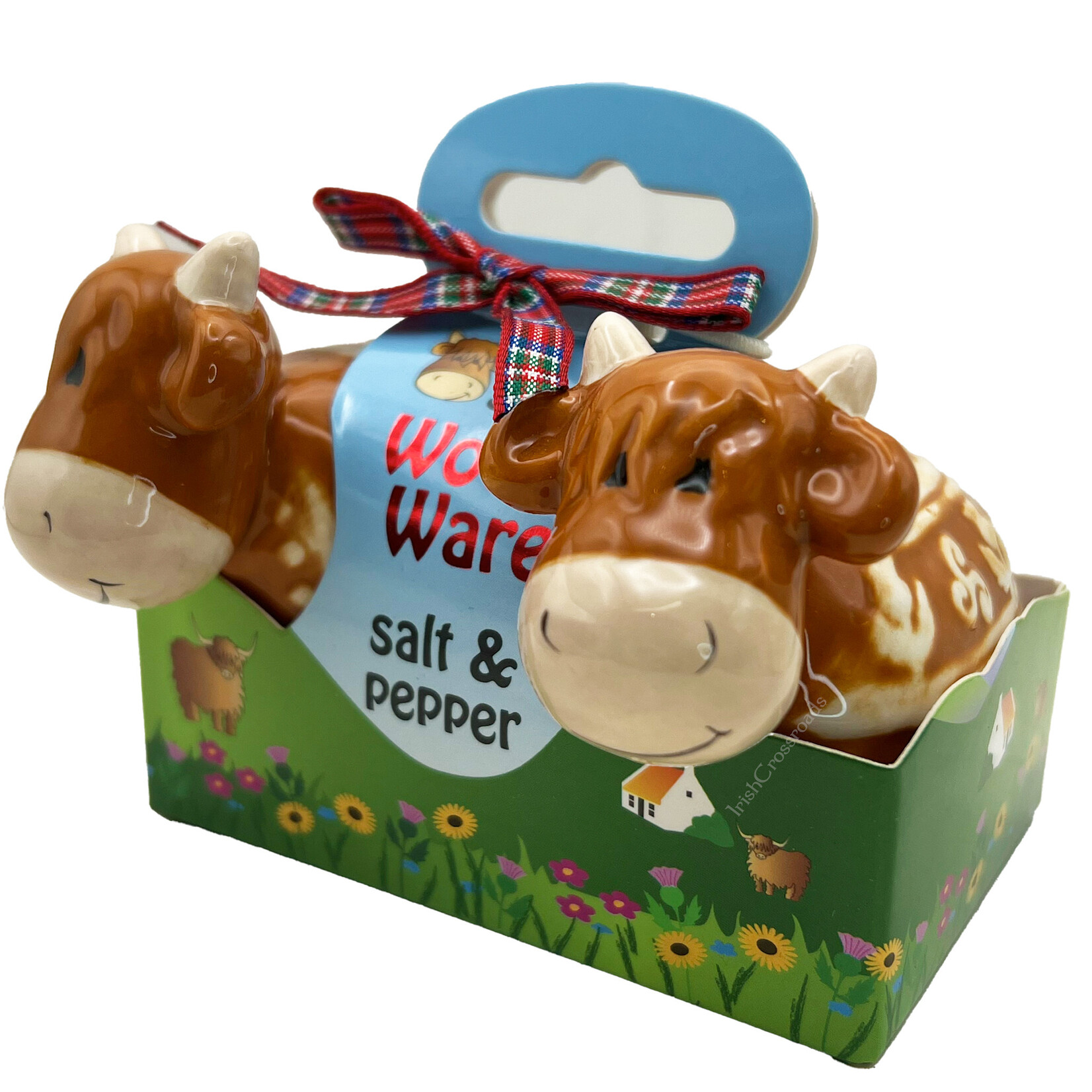 KITCHEN & ACCESSORIES SCOTTISH “WOOLLY WARE” COW SALT & PEPPER SET