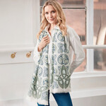 ACCESSORIES PATRICK FRANCIS CELTIC KNOT FASHION SCARF - Cream/Green