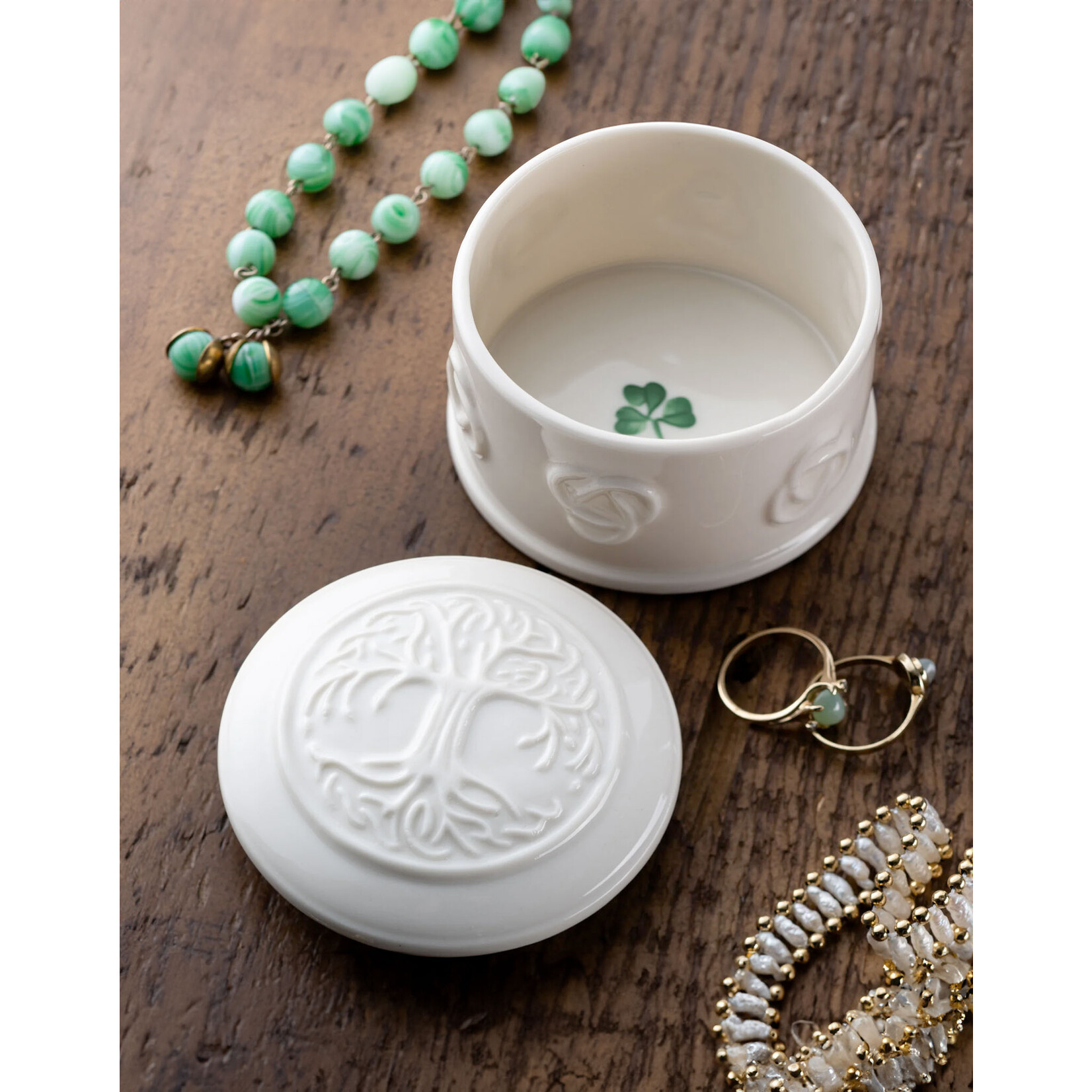 GIFTWARE BELLEEK TREE of LIFE TRINKET BOX