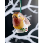 ORNAMENTS BELLEEK ORNAMENT - Robin with Holly Leaves