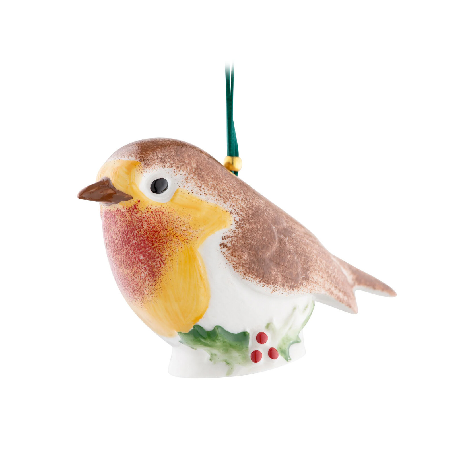 ORNAMENTS BELLEEK ORNAMENT - Robin with Holly Leaves