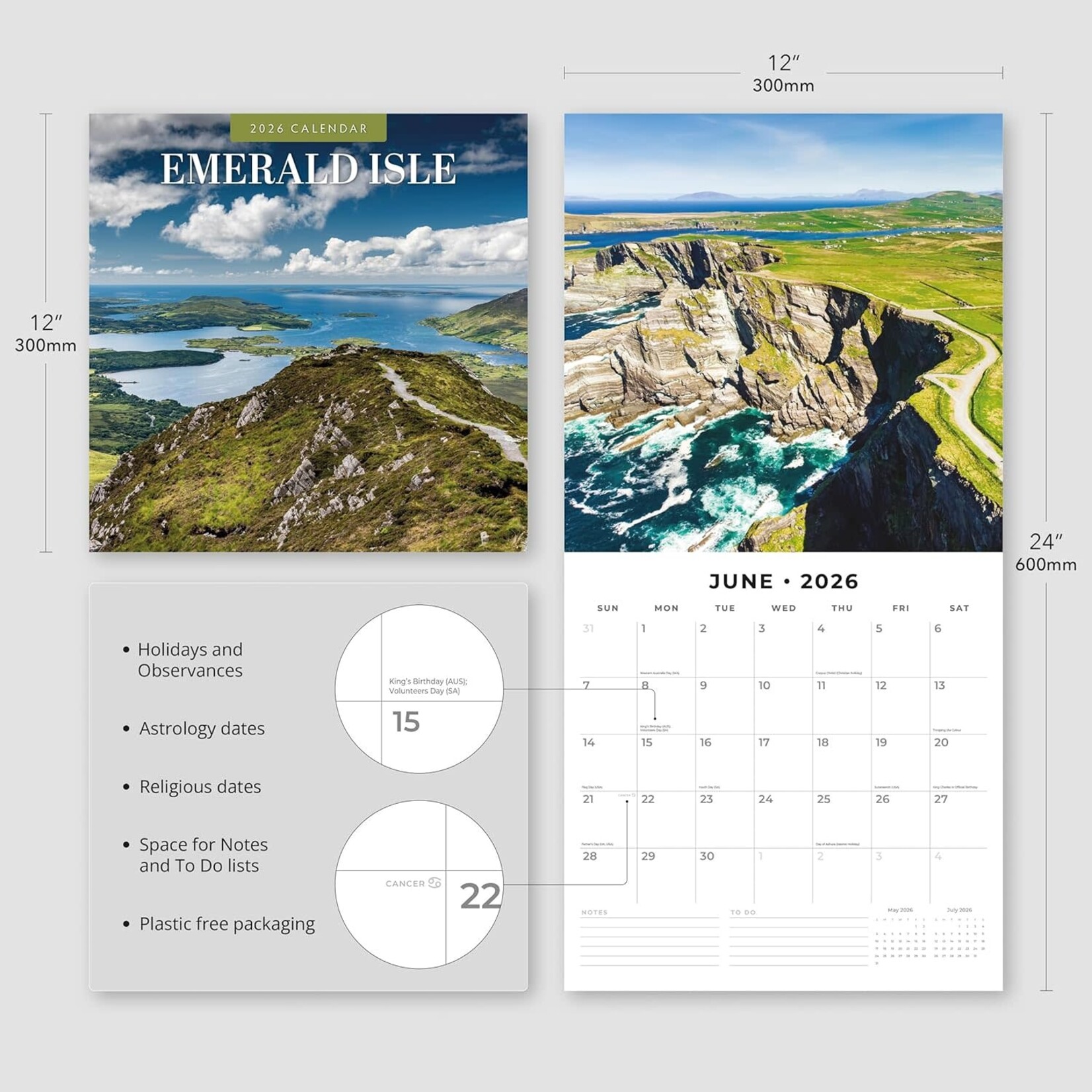 NOVELTY CELTIC 2026 WALL CALENDARS - Assorted