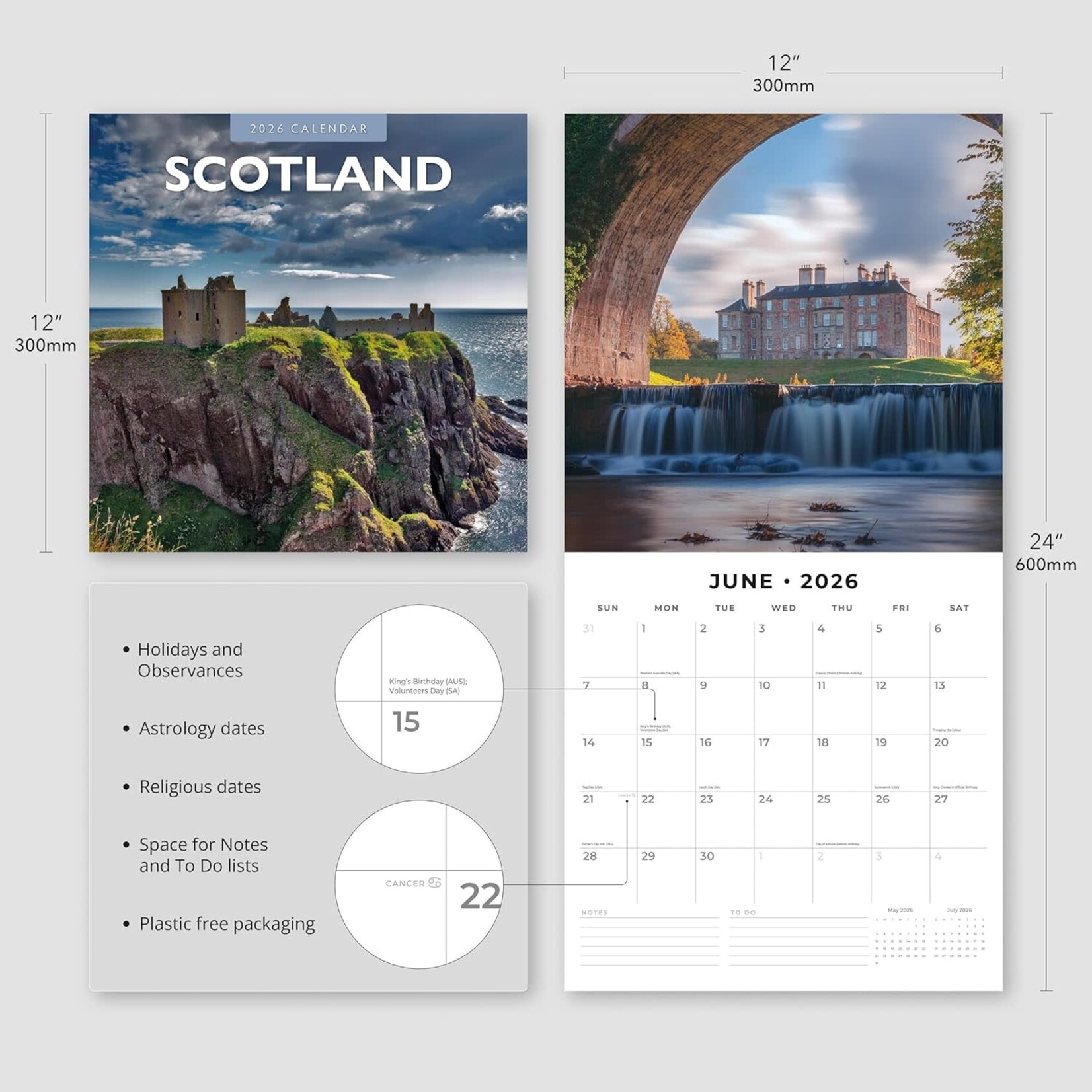 NOVELTY CELTIC 2026 WALL CALENDARS - Assorted