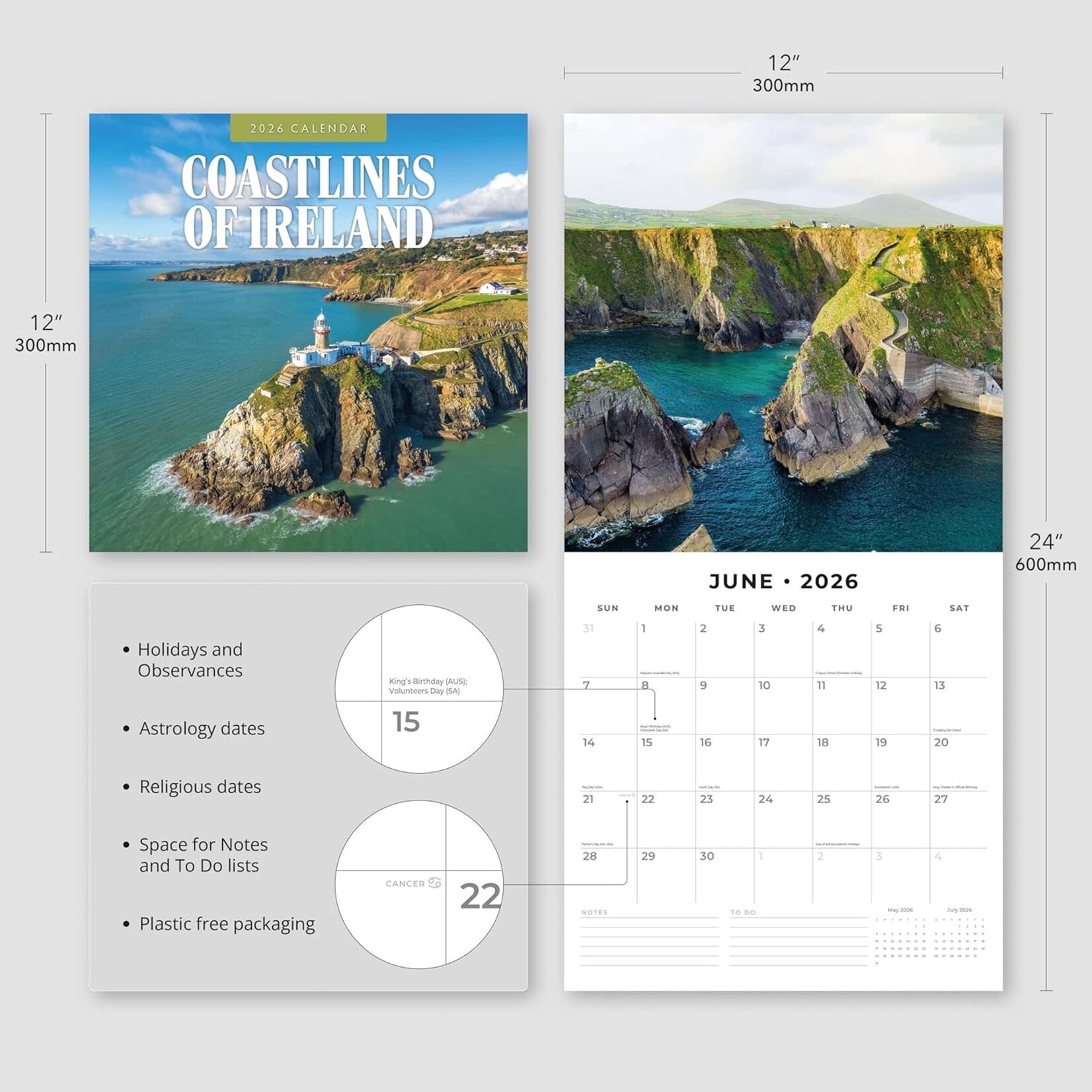 NOVELTY CELTIC 2026 WALL CALENDARS - Assorted