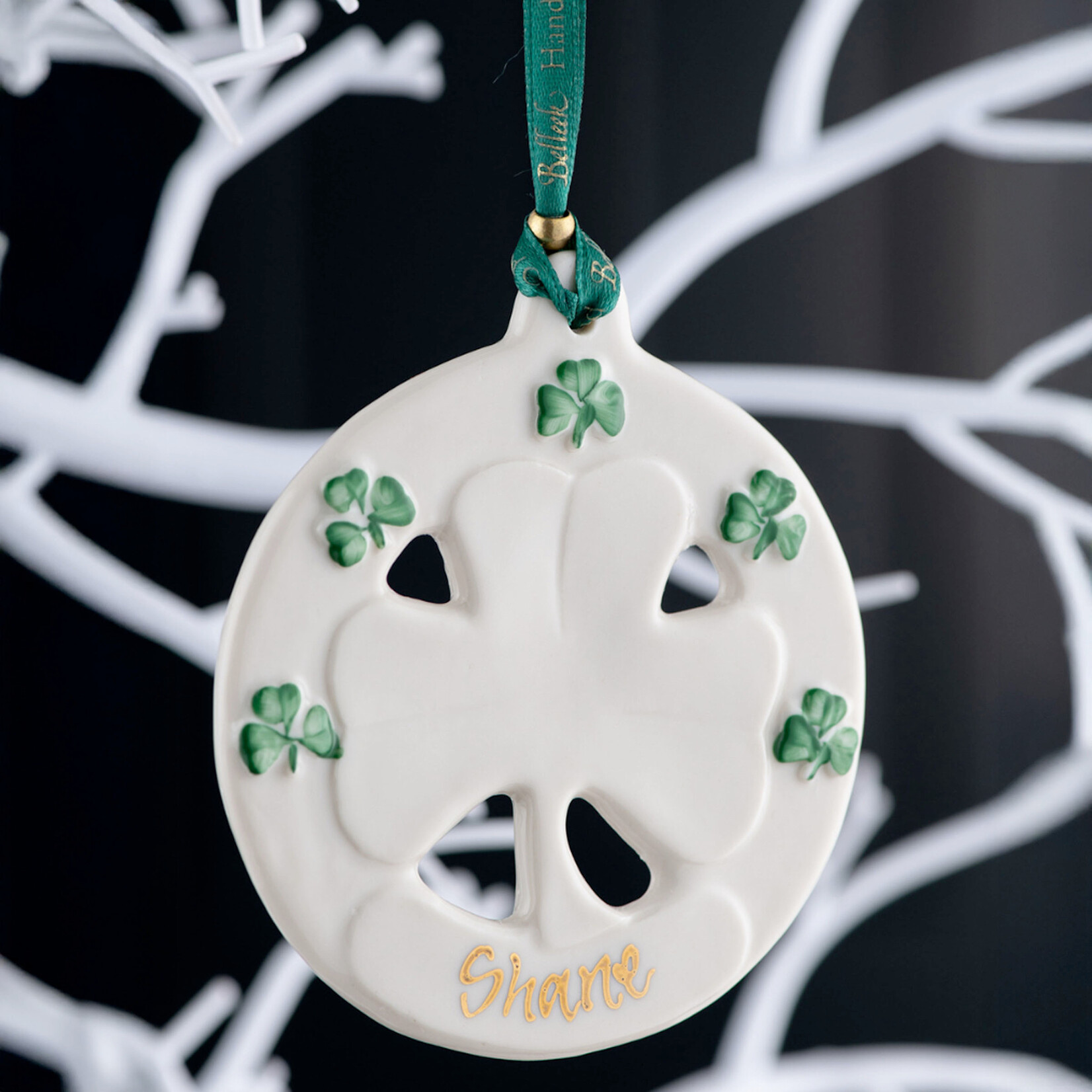 LIMITED EDITION BELLEEK PERSONALIZED SHAMROCK ORNAMENT EVENT PIECE - 2025