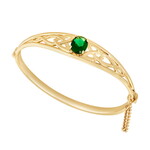 BRACELETS & BANGLES SOLVAR GOLD PLATED BANGLE - TRIN w GRN