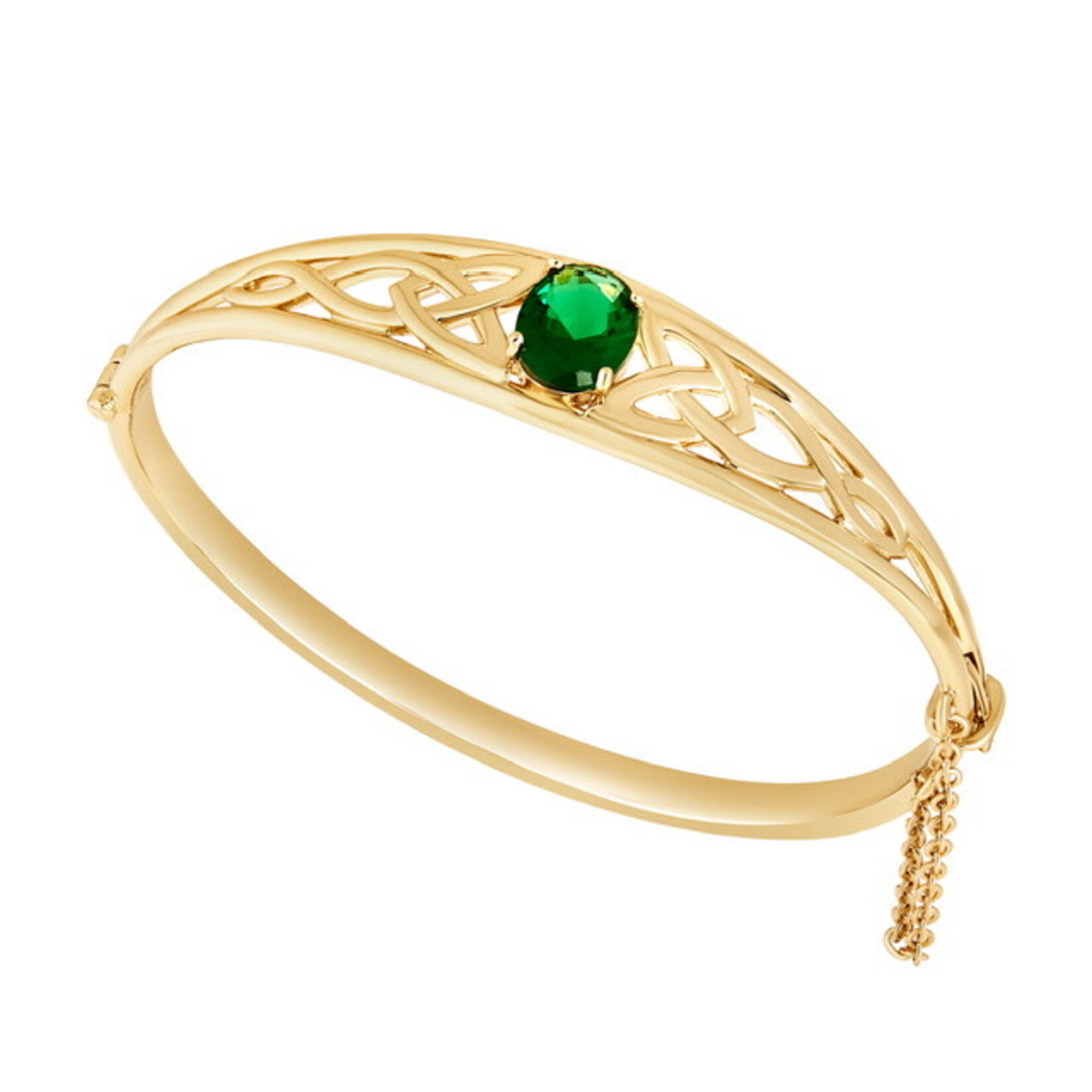 BRACELETS & BANGLES SOLVAR GOLD PLATED BANGLE - TRIN w GRN