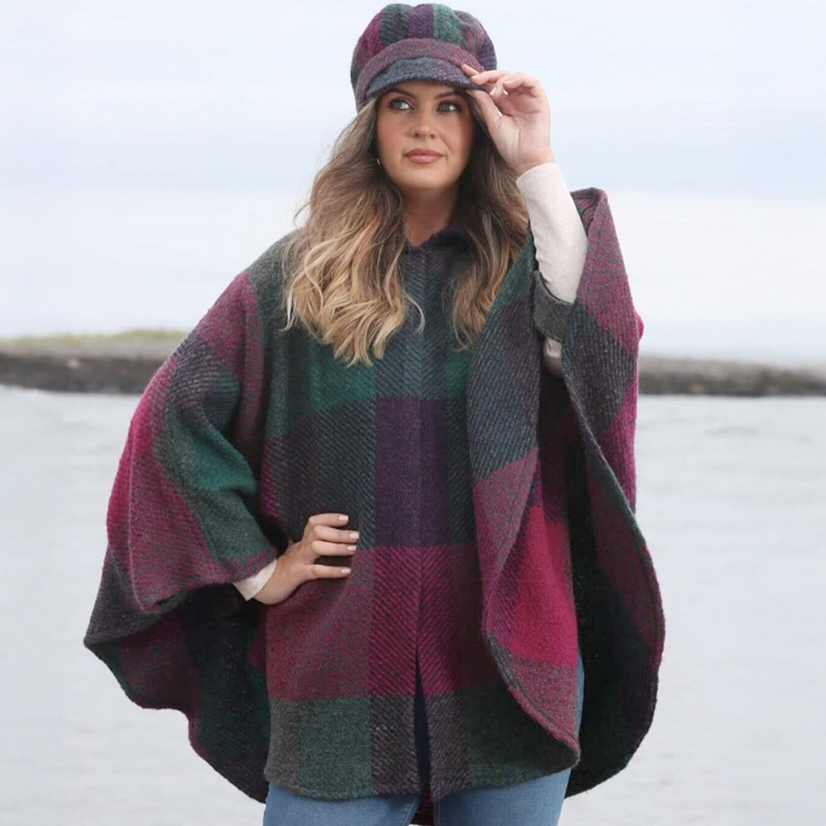 CAPES & RUANAS BRANIGAN WEAVERS RACHEL CAPE - Kildare Multi Mulberry