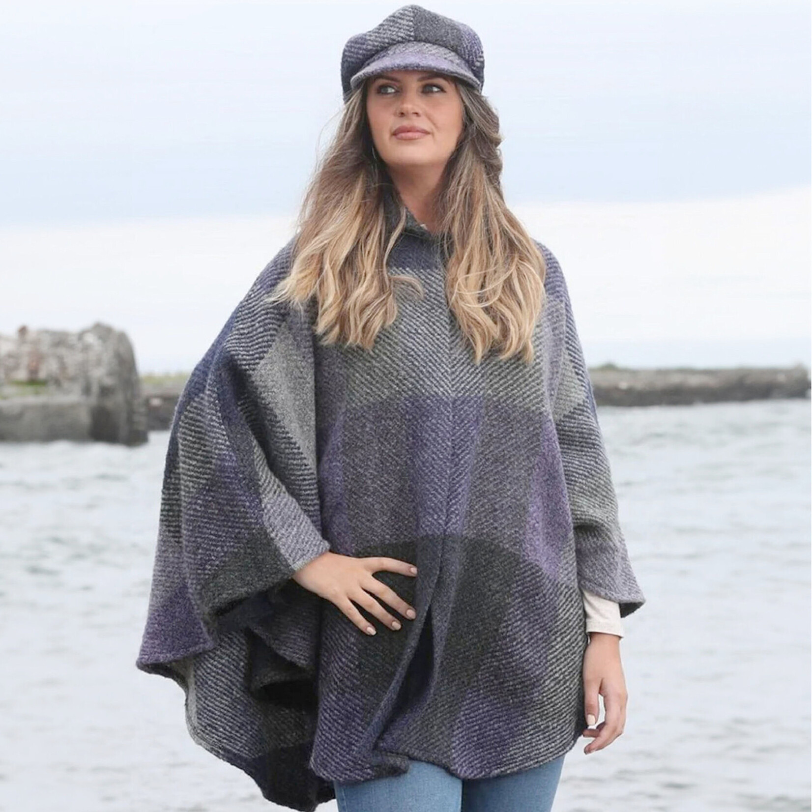 CAPES & RUANAS BRANIGAN WEAVERS RACHEL CAPE - Kildare Multi Indigo