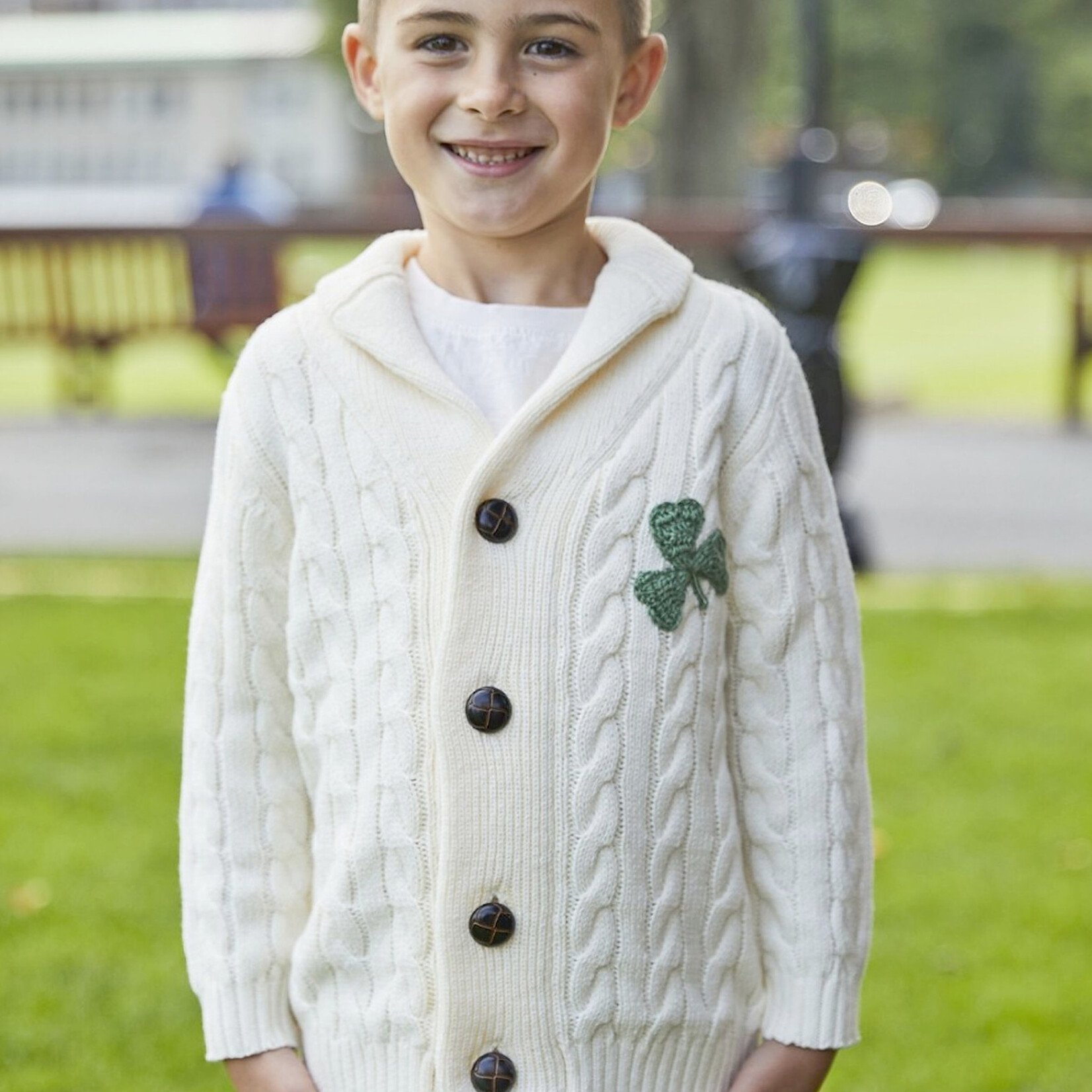 KIDS CLOTHES PATRICK FRANCIS KNIT KIDS CARDIGAN w SHAMROCK