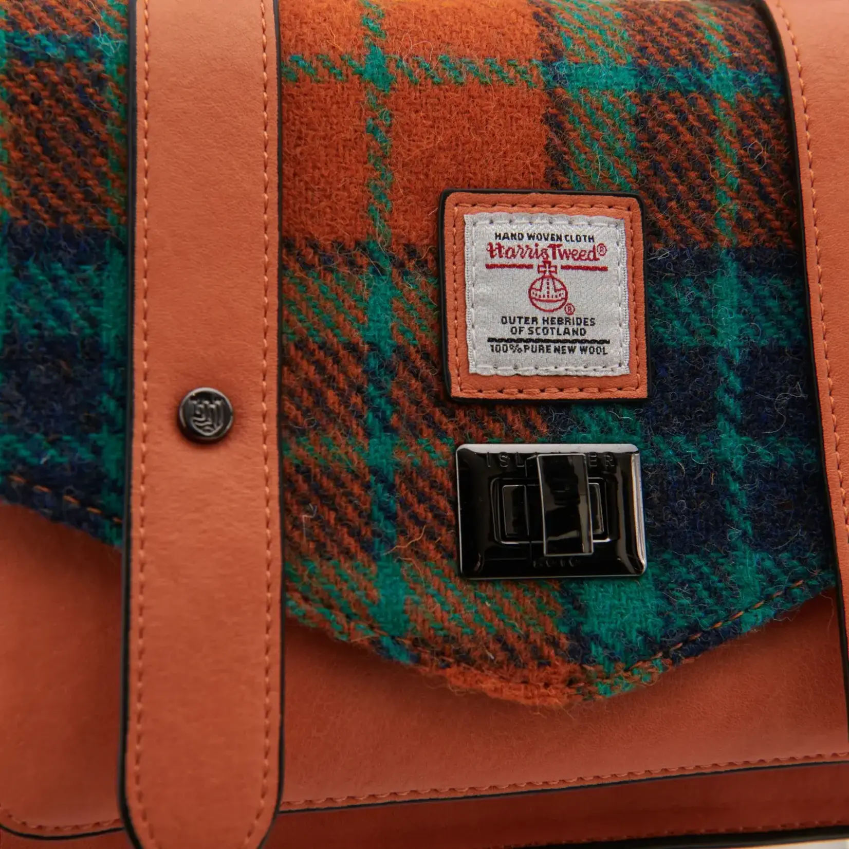 ACCESSORIES ISLANDER MEDIUM SATCHEL w HARRIS TWEED Orange Tartan
