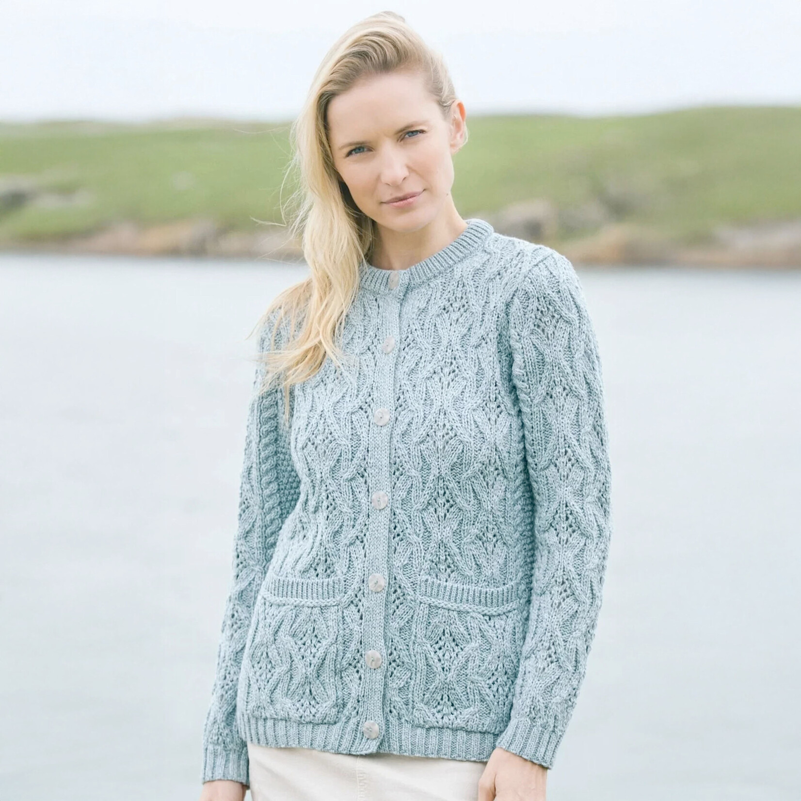 SWEATERS KILLINEY LACE STYLE LUMBAR CARDIGAN - Mermaid