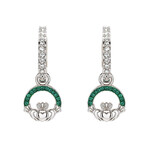 EARRINGS SHANORE STERLING CRYSTAL CLADDAGH DROP EARRINGS