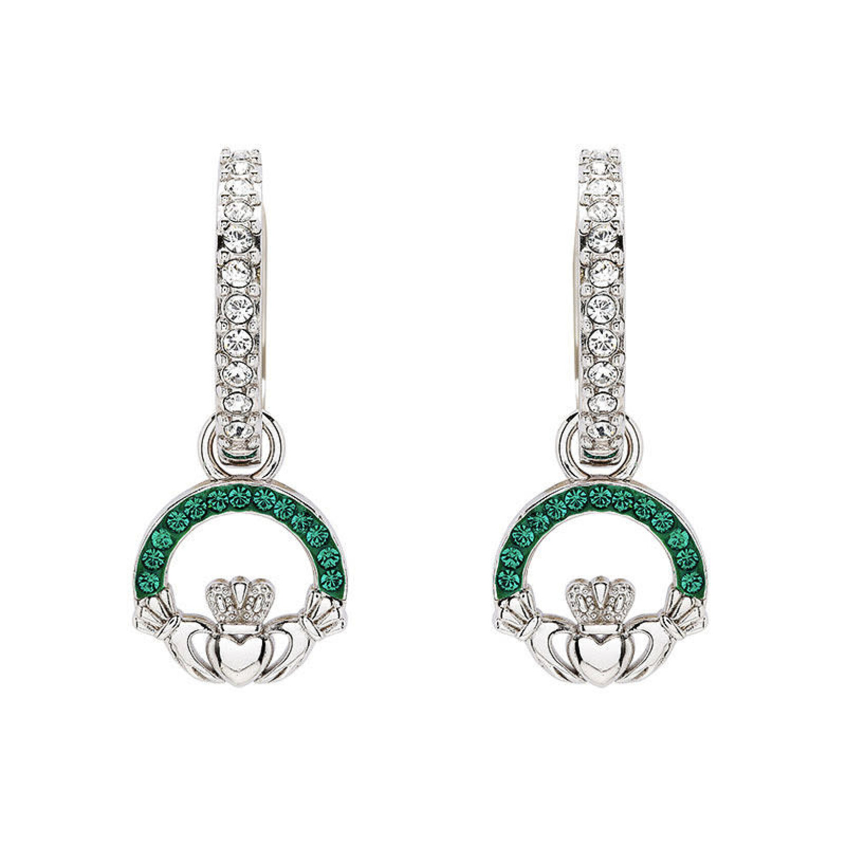 EARRINGS SHANORE STERLING CRYSTAL CLADDAGH DROP EARRINGS